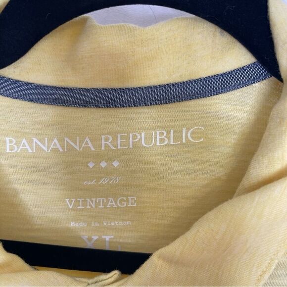 Banana Republic Heathered Short Sleeve Polo Shirt Yellow XL - Picture 2 of 4